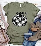 Plaid Pumpkin Shirt for Women Halloween Pumpkin Thanksgiving tshirt for women Fall Graphic Tee, 5 Co | Amazon (US)