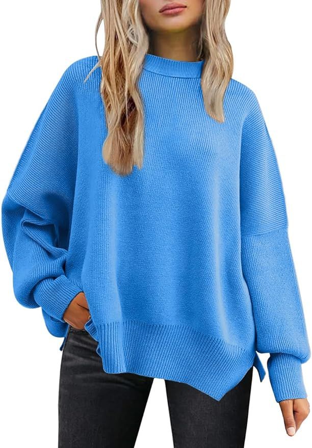 REVETRO Womens 2024 Mock Neck Long Sleeve Sweaters for Women Fall Winter Oversized Sweater Side S... | Amazon (US)