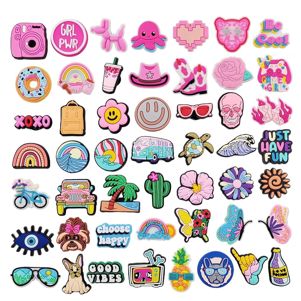 30 50 Pack Flower Shoe Decorations Charms for Clog Accessories Pins for Girls Women Cute Preppy H... | Amazon (US)