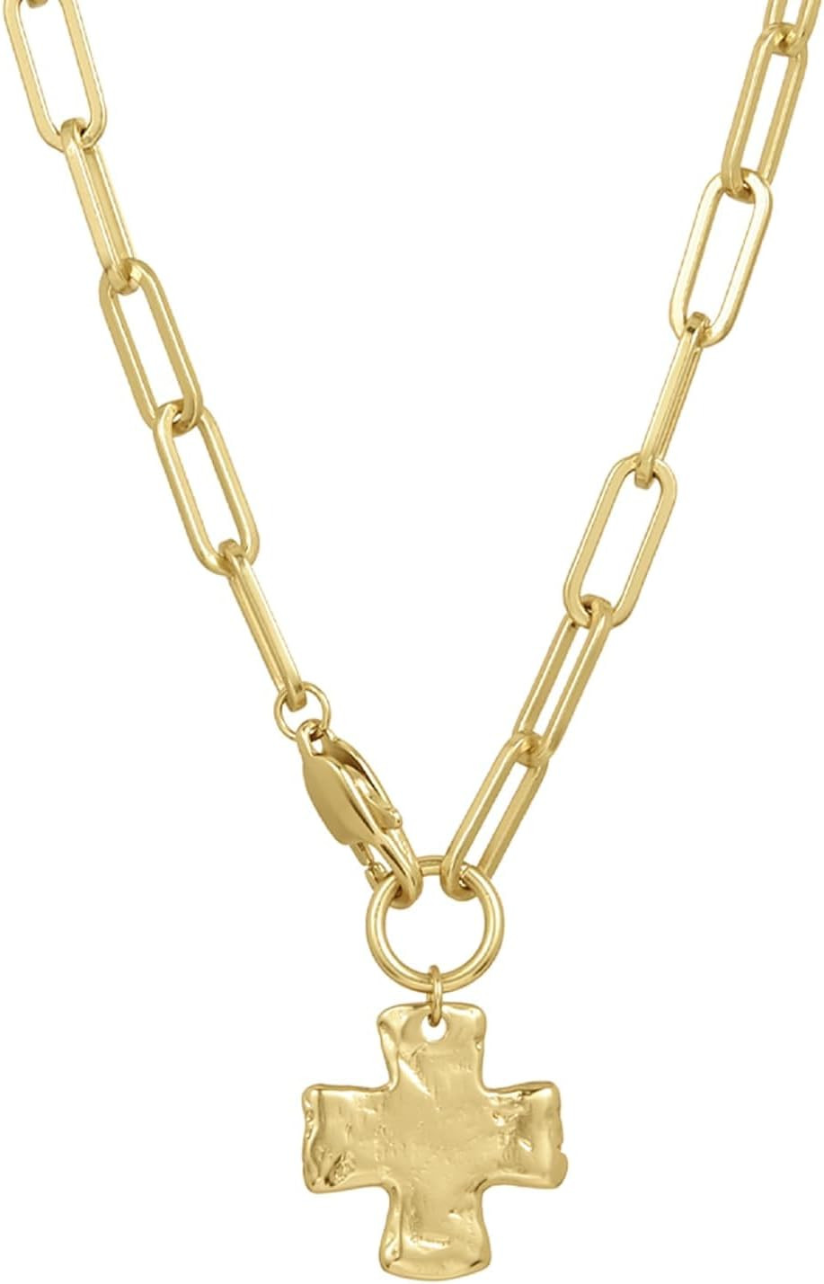 James Michelle Jewelry: Chunky Cross Chain Necklace for Women – Lifetime Color Guarantee – Waterproof, Non-Tarnish, Hypoallergenic, Gold PVD Coated – Great for Beach, Weddings, Gifts – 18" Length | Amazon (US)
