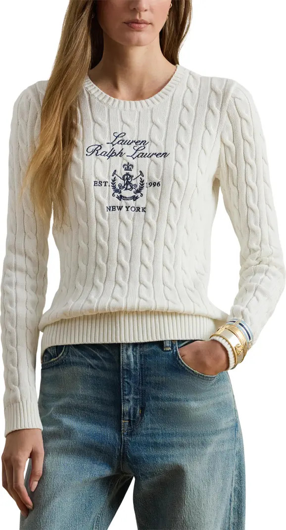 Cable Knit Embroidered Sweater | Nordstrom