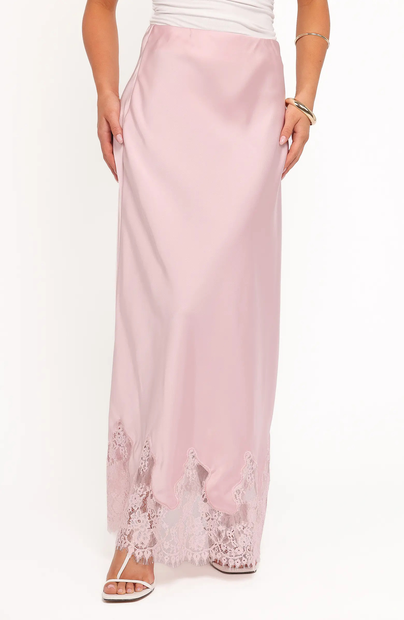Alira Satin & Lace Maxi Skirt | Nordstrom