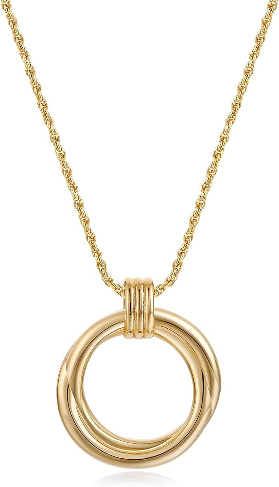 Dainty Layered Choker Necklace 18k gold Plated Y Pendant Commemorative coin Necklace Multilayer B... | Amazon (US)