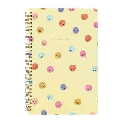 Church Notes 40pg Ruled Spiral Notebook 10.25"x6.25" Smiley: Kids & Teens Lined Journal, Soft Cover, Yellow, Single Subject | Target