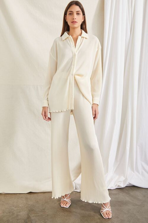 Plisse Lettuce-Edge Shirt & Pants Set | Forever 21 (US)