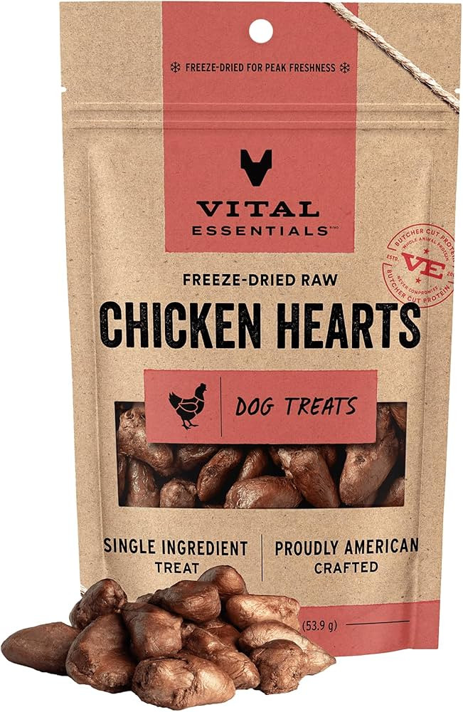 Vital Essentials Single Ingredient Chicken Hearts Dog Treats, 1.9 oz | Freeze-Dried Raw | Premium... | Amazon (US)