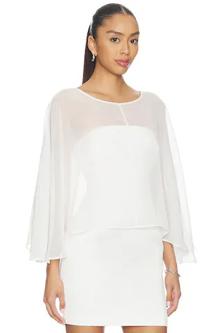 4th & Reckless Edwina Chiffon Cape in Cream from Revolve.com | Revolve Clothing (Global)