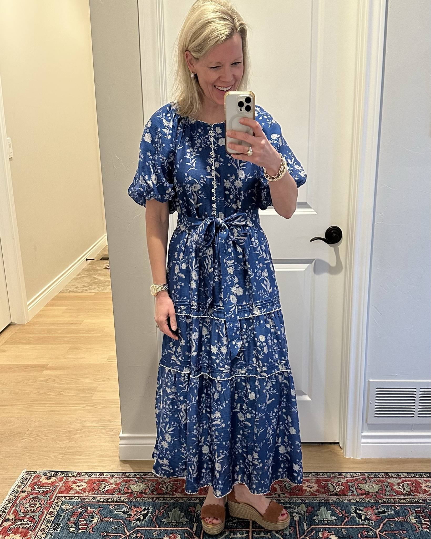 Blue and white beautiful dress!!  This is a soft, gauzy material. Super comfortable and so pretty. I’m
Wearing a small. I’m in between XS and S and feel like it fits great. Would be perfect for Easter or a shower/tea/party💙🤍 

#LTKWatchNow #LTKParties #LTKSeasonal