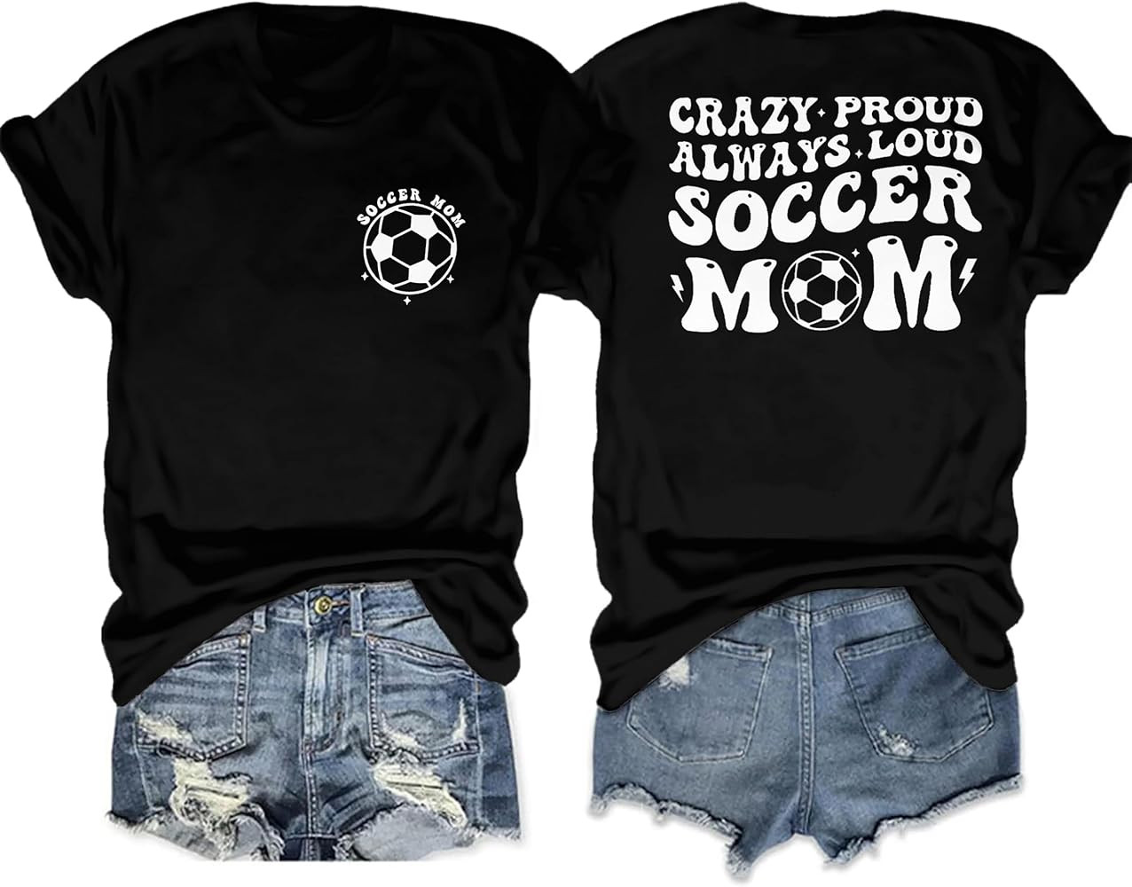 Soccer Mom Shirts Women Soccer Letter Printed Tees Mama Life Tops | Amazon (US)