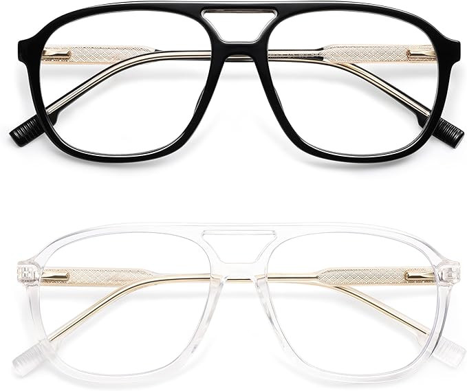 AMOMOMA Retro Blue Light Aviator Reading Glasses for Women Men,Vintage Square Computer Reader Fra... | Amazon (US)