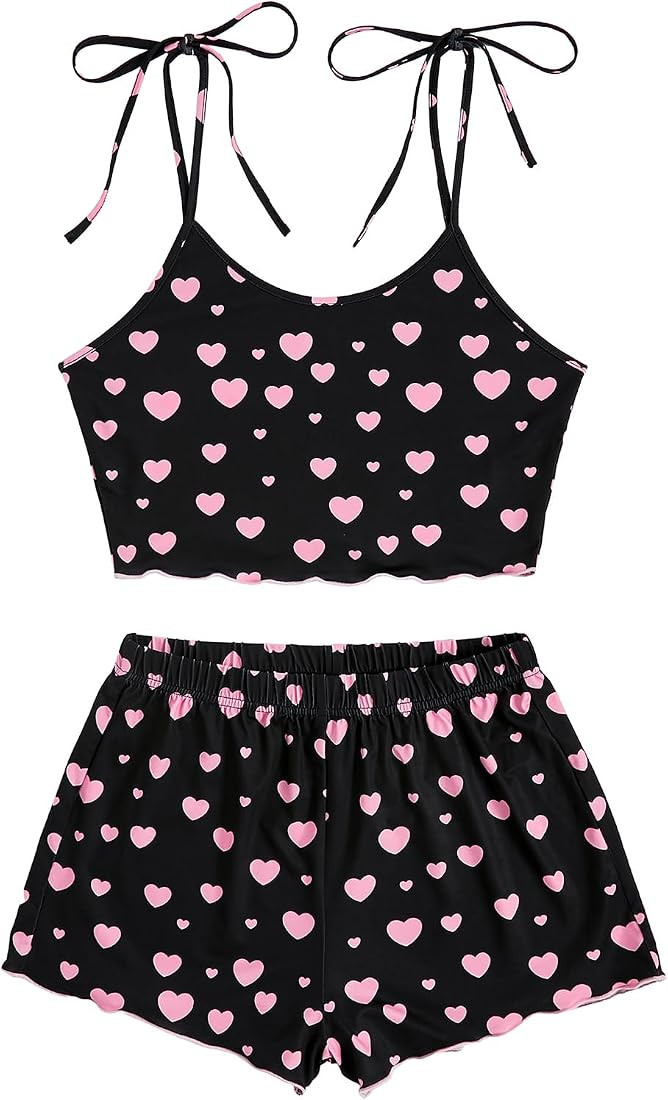 SweatyRocks Women's Summer Strawberry Print Cami Top and Shorts Sleepwear Pajamas Set | Amazon (US)