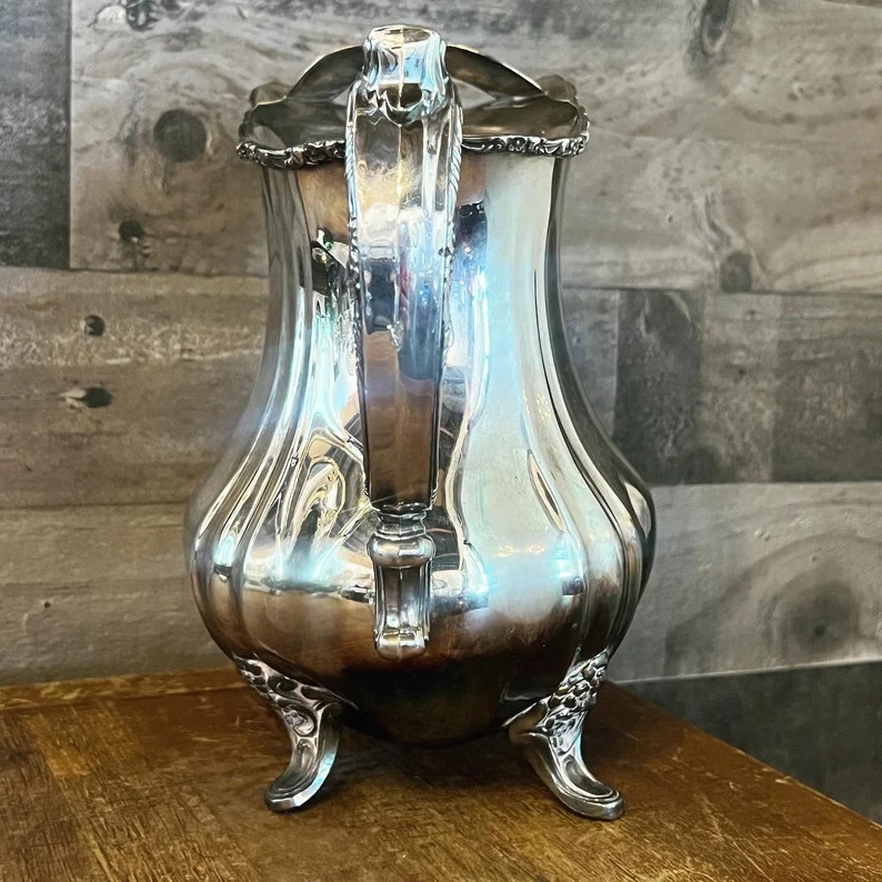 Vintage Lancaster Rose by Poole 401 silver plated footed pitcher with exaggerated handle and ice ... | Etsy (US)