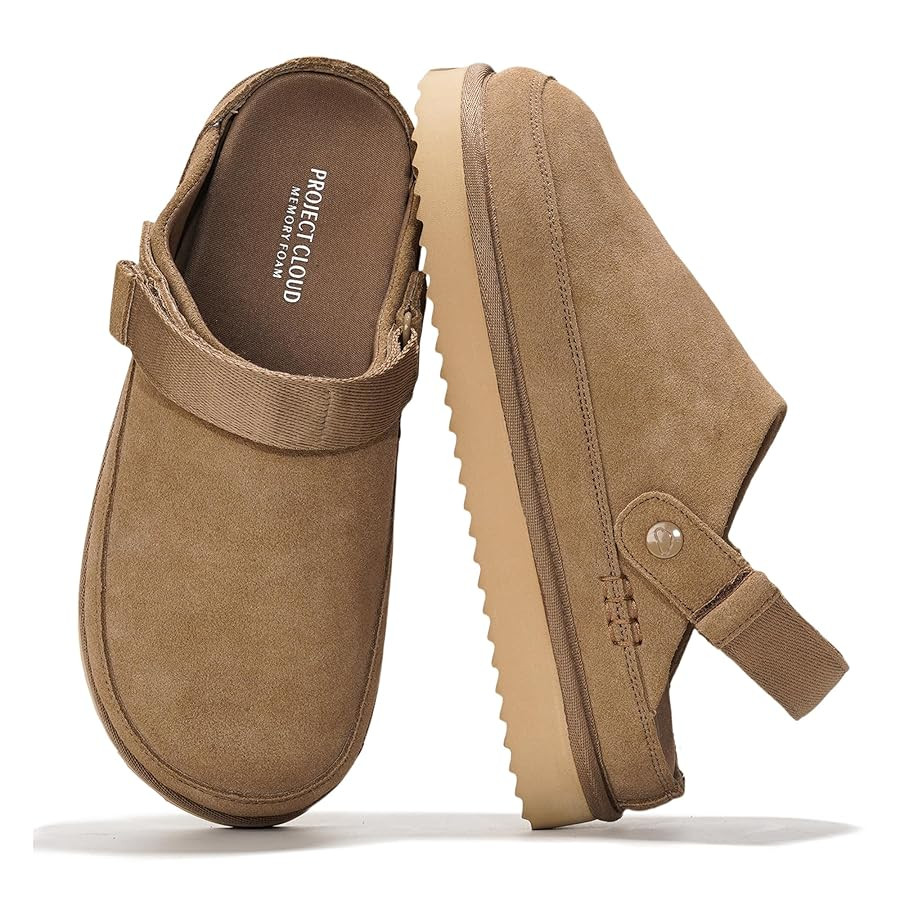 Project Cloud Genuine Suede Clogs for Women - Memory Foam Womens Clogs & Mules with Adjustable St... | Amazon (US)