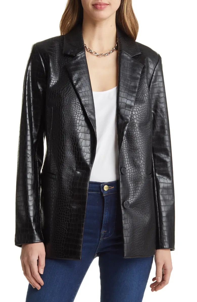 Halogen® Croc Embossed Faux Leather Blazer | Nordstrom | Nordstrom