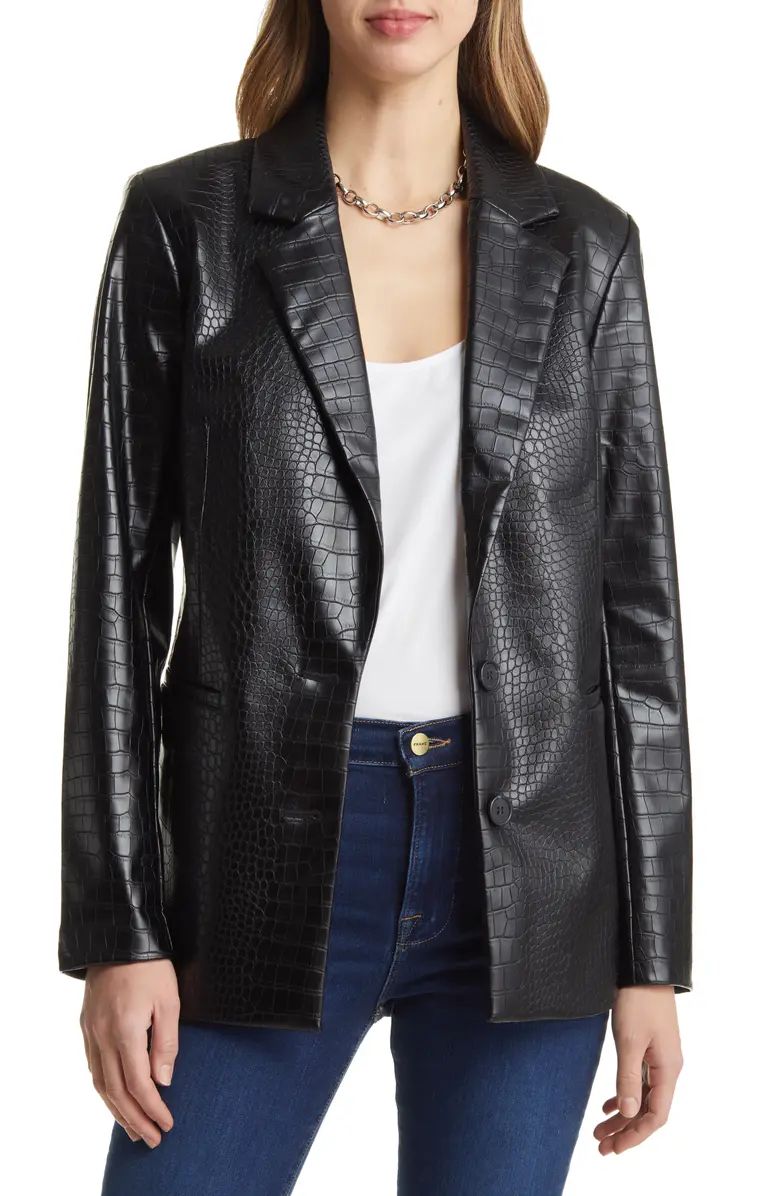 Croc Embossed Faux Leather Blazer | Nordstrom