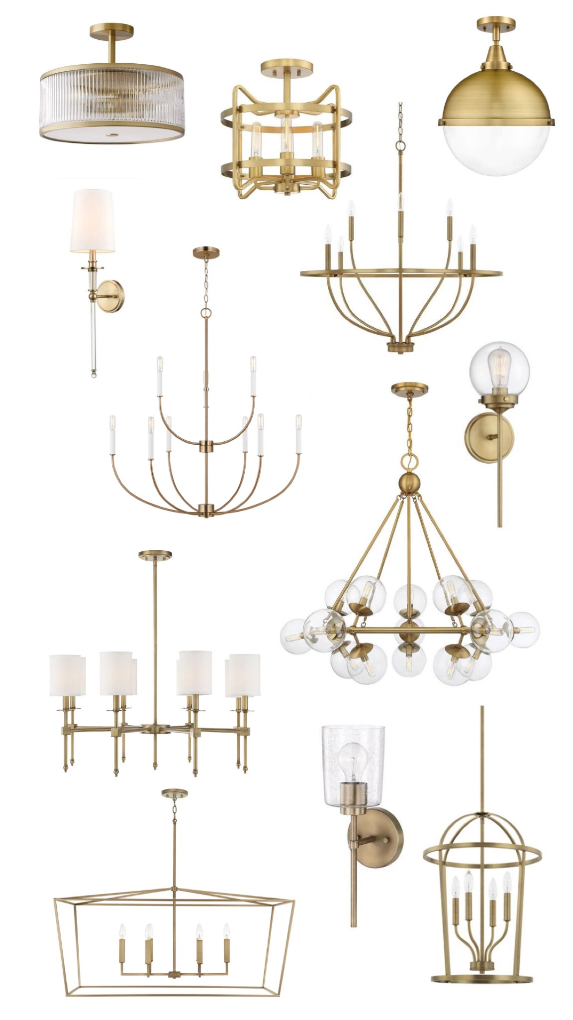 Modern transitional brass lighting.  Some items also come in black and other finishes. 

#LTKhome