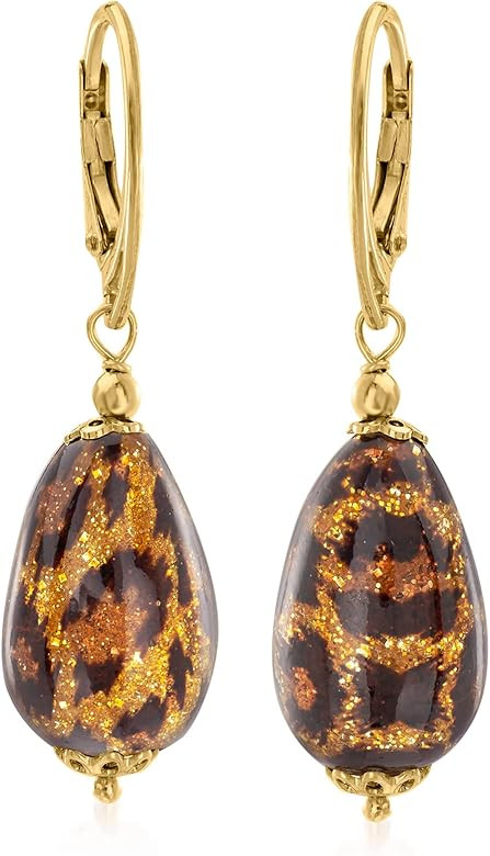 Ross-Simons Italian Leopard Murano Glass Drop Earrings in 18kt Gold Over Sterling | Amazon (US)