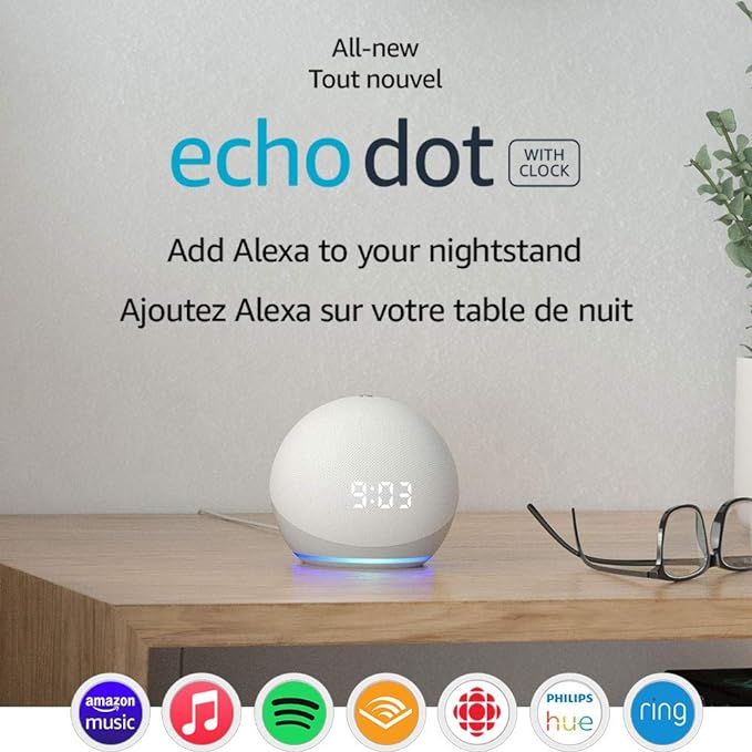 All-new Echo Dot (4th Gen) | Smart speaker with clock and Alexa | Glacier White | Amazon (CA)