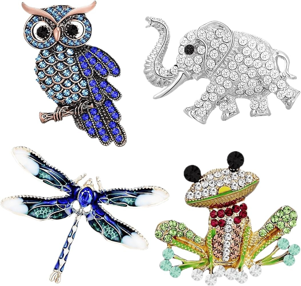 4 Pcs Vintage Crystal Brooch Set for Women – Elegant Rhinestone Pins for Coats, Dresses, Scarve... | Amazon (US)