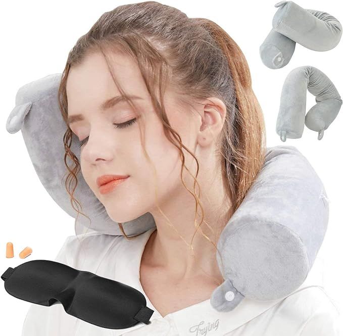 Lucear Twist Memory Foam Travel Pillow Neck Pillows Travel Accessories Traveling on Airplane, Bus... | Amazon (US)
