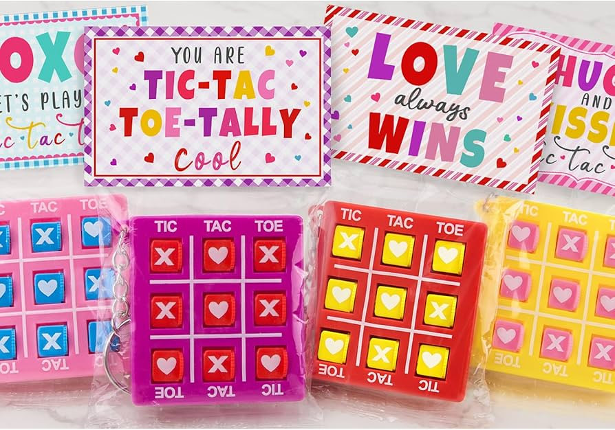 ORIENTAL CHERRY Valentines Day Gifts for Kids - 24 Pack Valentines Cards with Tic Tac Toe Keychai... | Amazon (US)