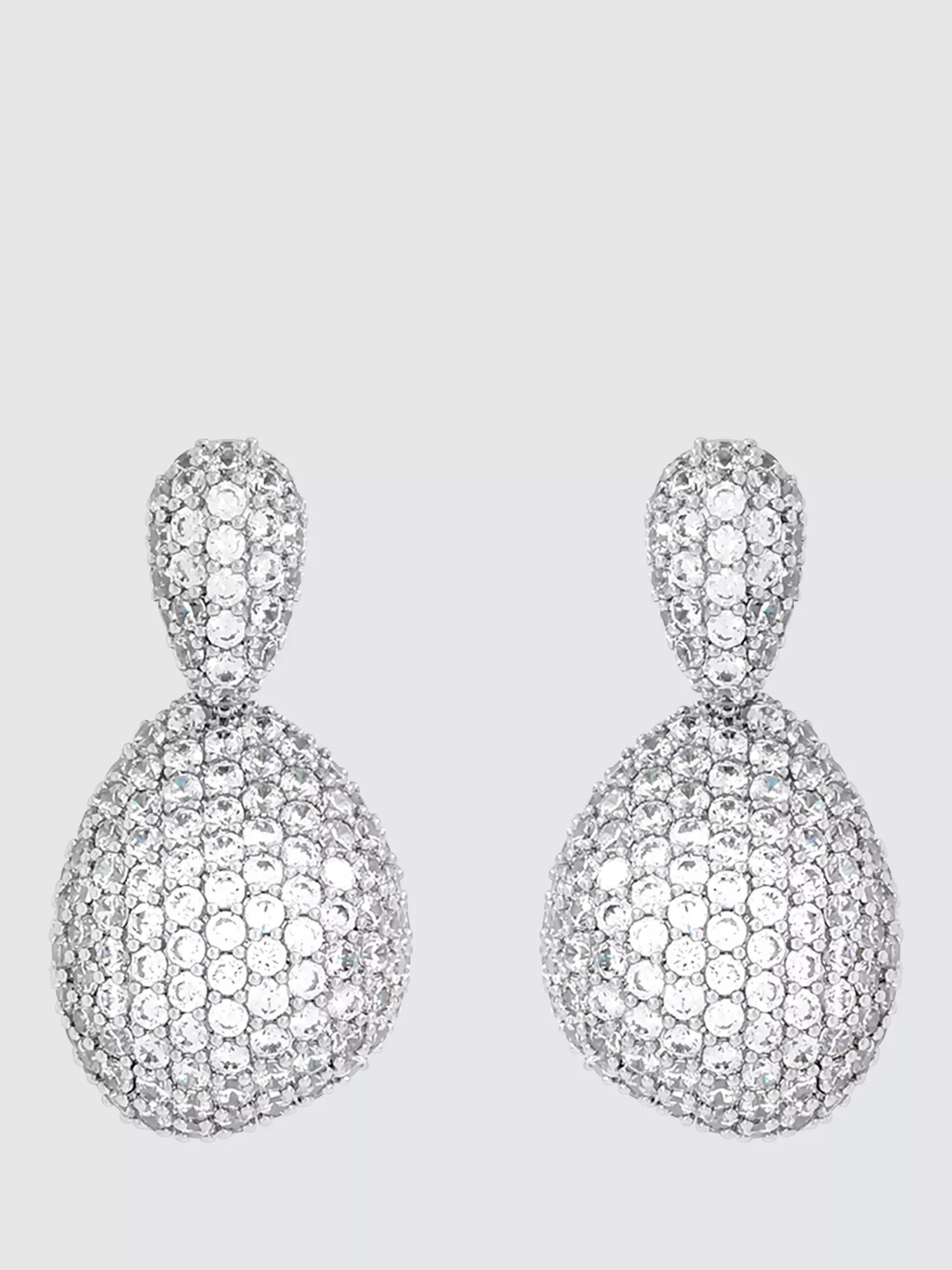 Jon Richard Cubic Zirconia Drop Dome Earrings, Silver | John Lewis (UK)