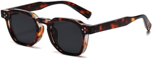 AIEYEZO Retro Sunglasses for Womens Mens Square Thick Framed Shades Trendy Vintage Sun Glasses | Amazon (US)