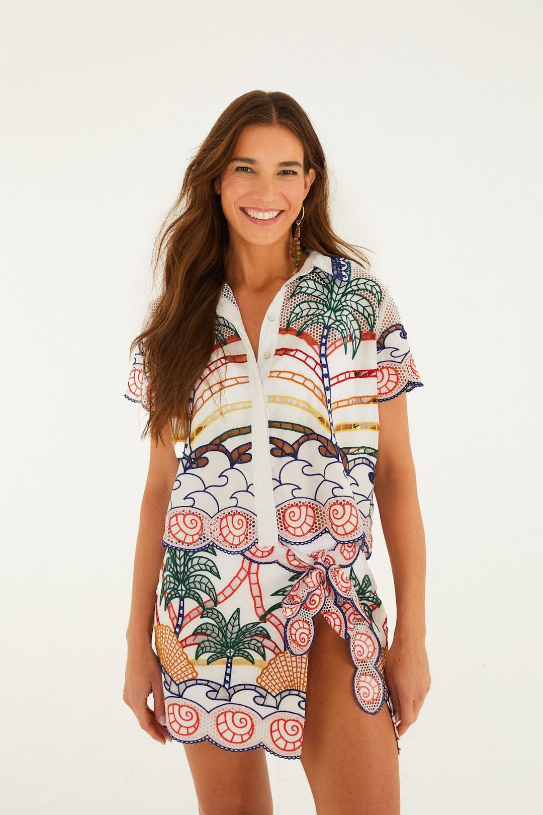 Off-White Tropical Graphic Richelieu Crop Shirt | FARM Rio | FarmRio (US)