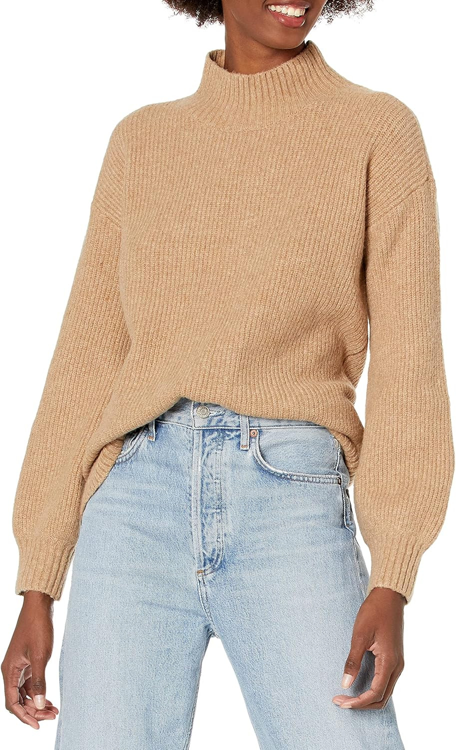 Goodthreads Women's Boucle Shaker Stitch Balloon-Sleeve Sweater | Amazon (US)