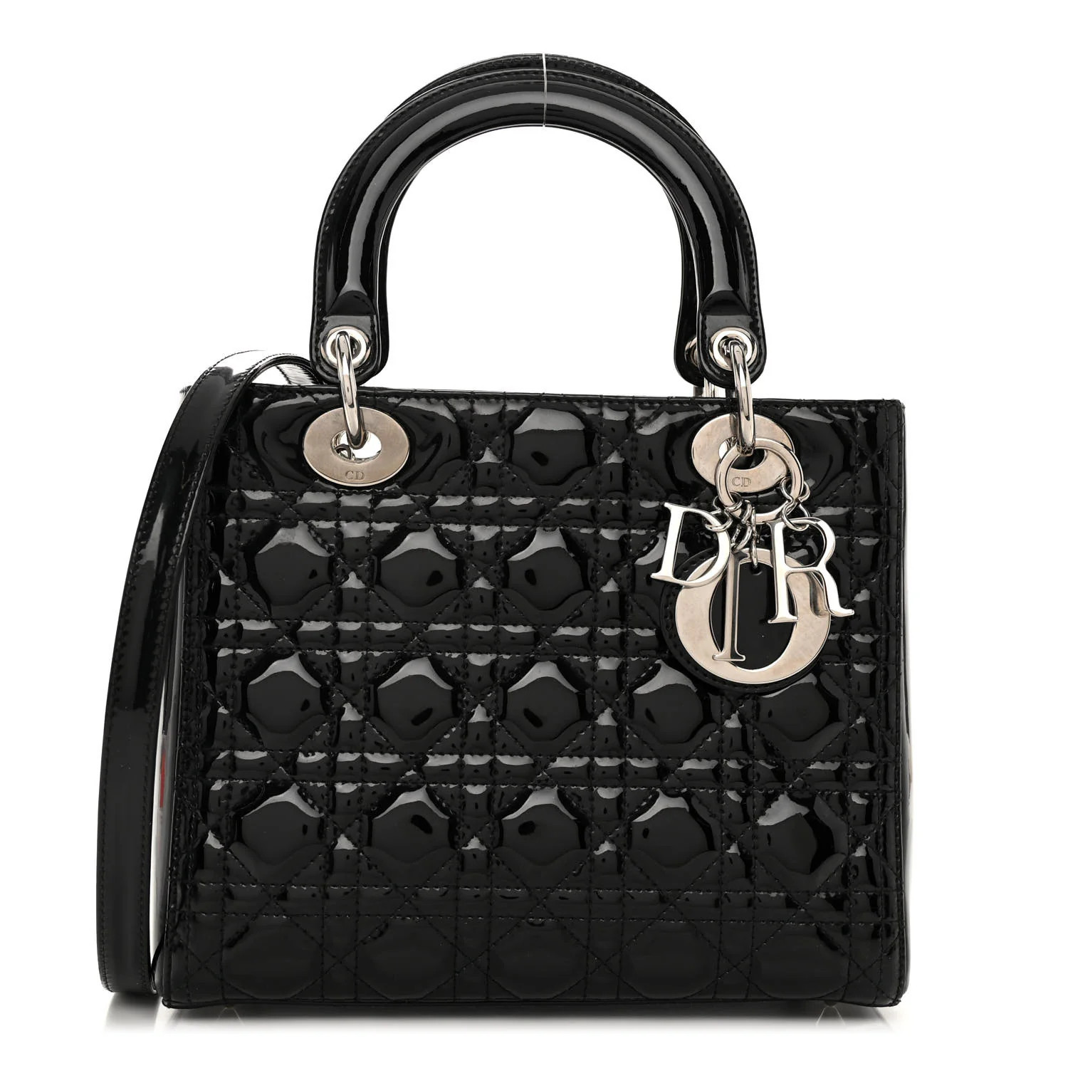 Patent Cannage Medium Lady Dior Black | FASHIONPHILE (US)