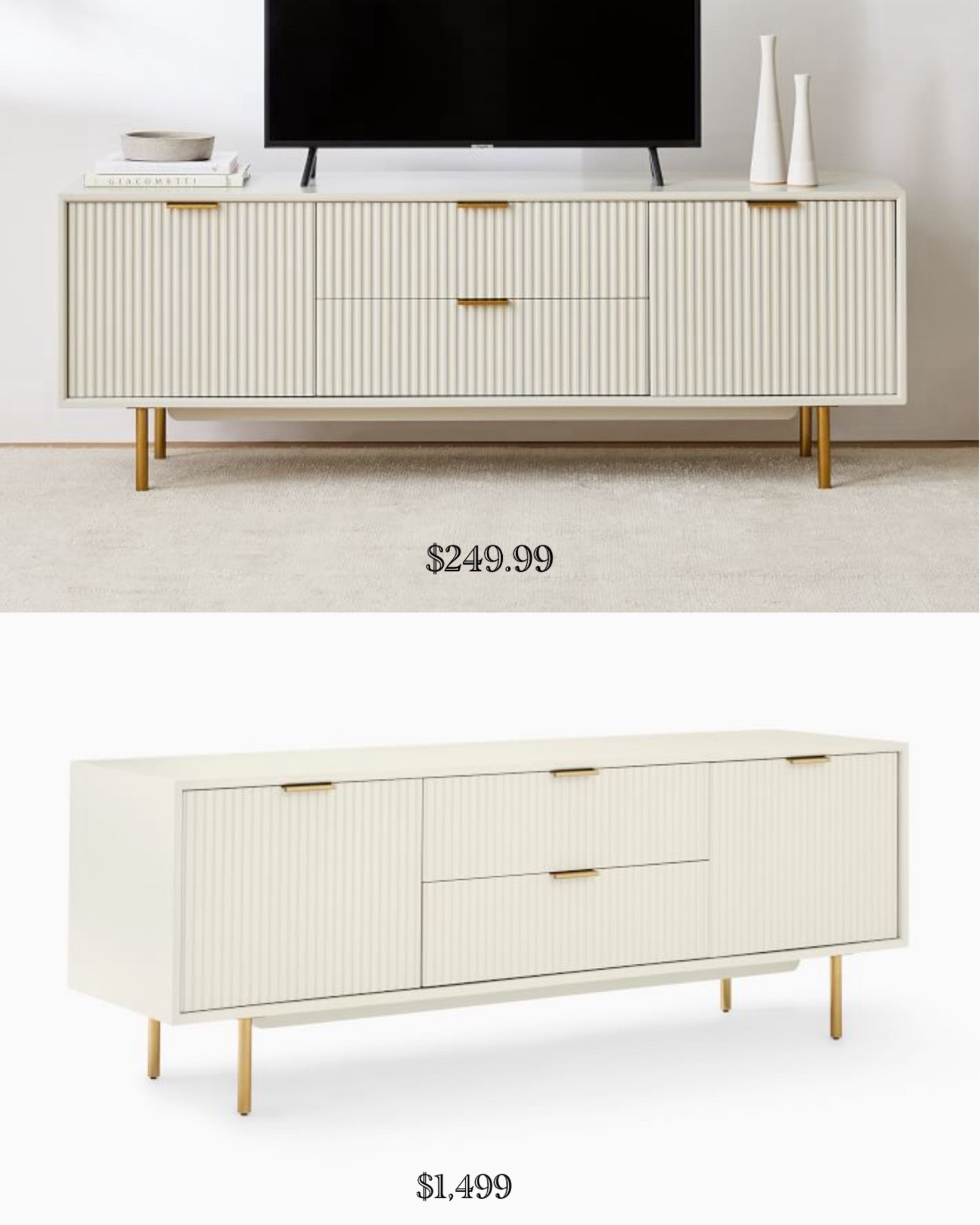 West Elm media console dupe! 🤩

It’s hard to believe these consoles aren’t the same 🤯

Naturally, I’m sure the quality is different— but, if you’re seeking a luxury look for less, the console from Wayfair is your best bet 💡 

Bonus: typically Wayfair offers professional assembly services for less than $100 (if you’re interested in saving on setup time as well) 

#LTKSummerSales #LTKStyleTip #LTKHome