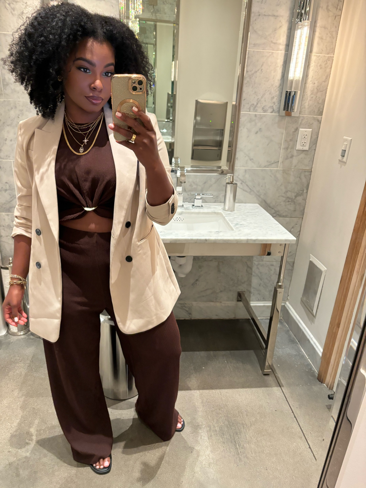 bathroom pics are the best 
blazer: X Large 
top: medium
pants: large 


#LTKStyleTip #LTKMidsize #LTKShoeCrush