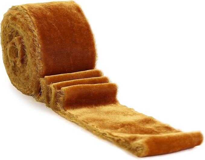 HUIHUANG Silk Velvet Ribbon Terracotta Hand Dyed Velvet Ribbon 2 inch x 3 Yards Roll Handmade Fra... | Amazon (US)