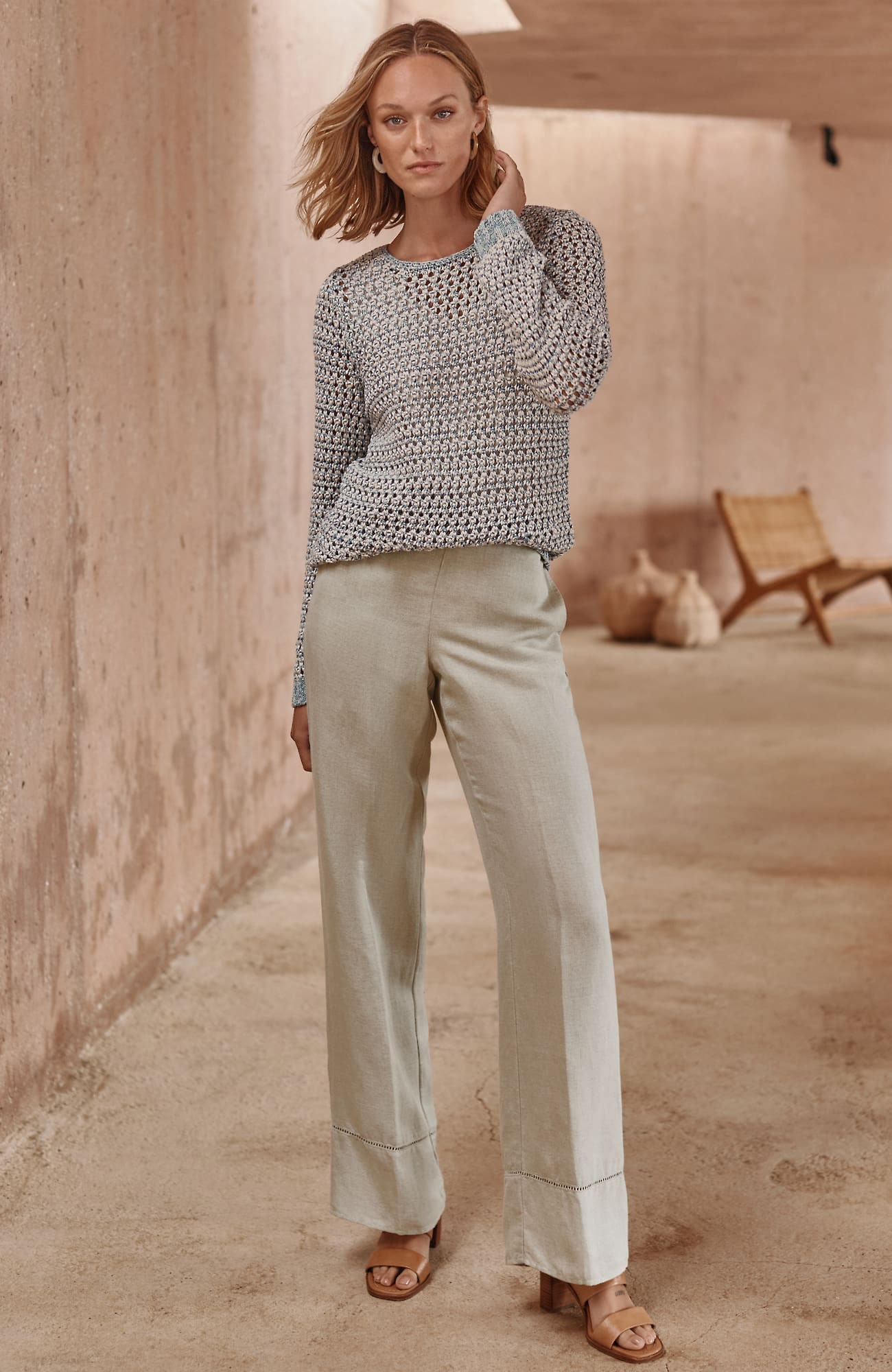 Women's Petite Pure Jill Linen-Blend Wide-Leg Pants (Light Flax) (Size: XLP) J. Jill | J. Jill