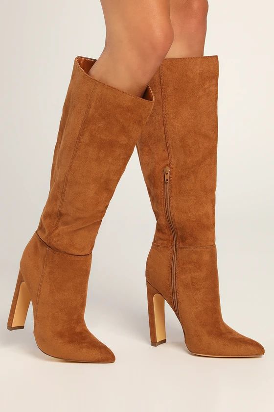 Shakirah Chestnut Faux Suede Knee High Boots | Lulus (US)