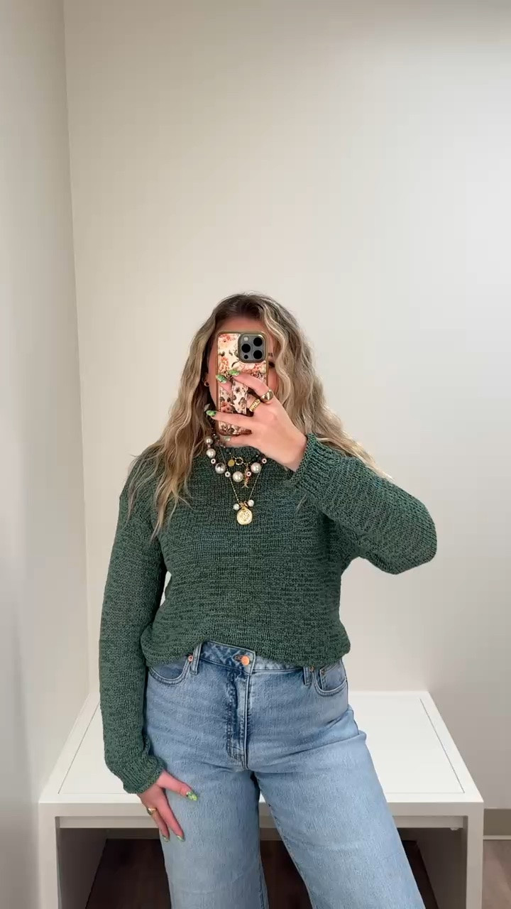 the best fitting cropped wide leg jeans I've ever worn. wearing the curvy fit. wearing a medium in the sweater. fall outfits women 

 #LTKootd #LTKSeasonal #LTKMidsize