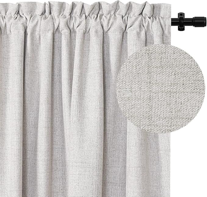 100% Blackout Curtains 50 x 84 Inches Long 2 Panels Set, Linen Textured Blackout Curtains No Ligh... | Amazon (US)
