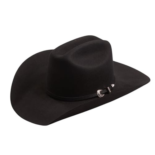 Justin - Rodeo - Men’s Western Cowboy Hat - 3X 100% Wool - Traditional Cattleman Crease Crown - 4″ Brim - Satin Crown Lining - Leatherette Sweatband - Felt Band & 3 Piece Silver Buckle - 7 1/8 - Black | Amazon (US)