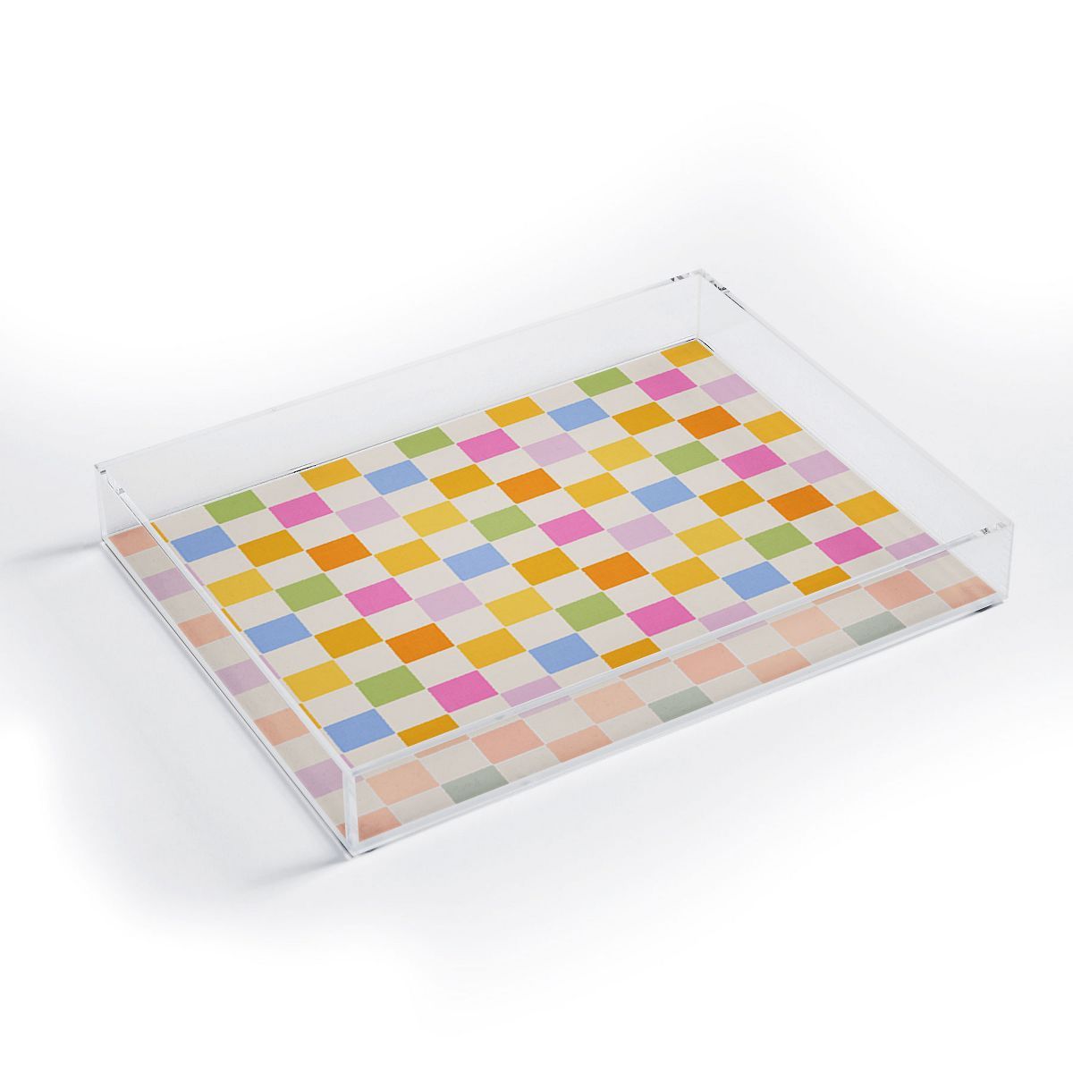 Iveta Abolina Eclectic Checker Check Cream Acrylic Tray - Deny Designs | Target