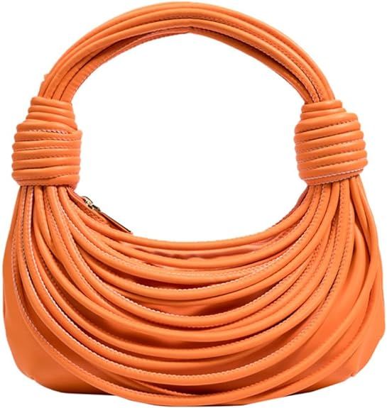 Women Fashion Woven Handbag PU Leather Satchel Creative Noodles Style Crossbody Bag | Amazon (US)