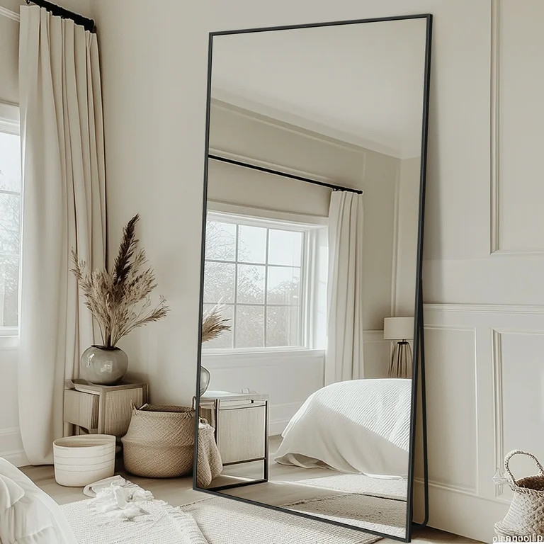 Antok Full Length Floor Mirror 76"x34" Rectangle Floor Standing Tall Mirror with Aluminum Frame, ... | Walmart (US)