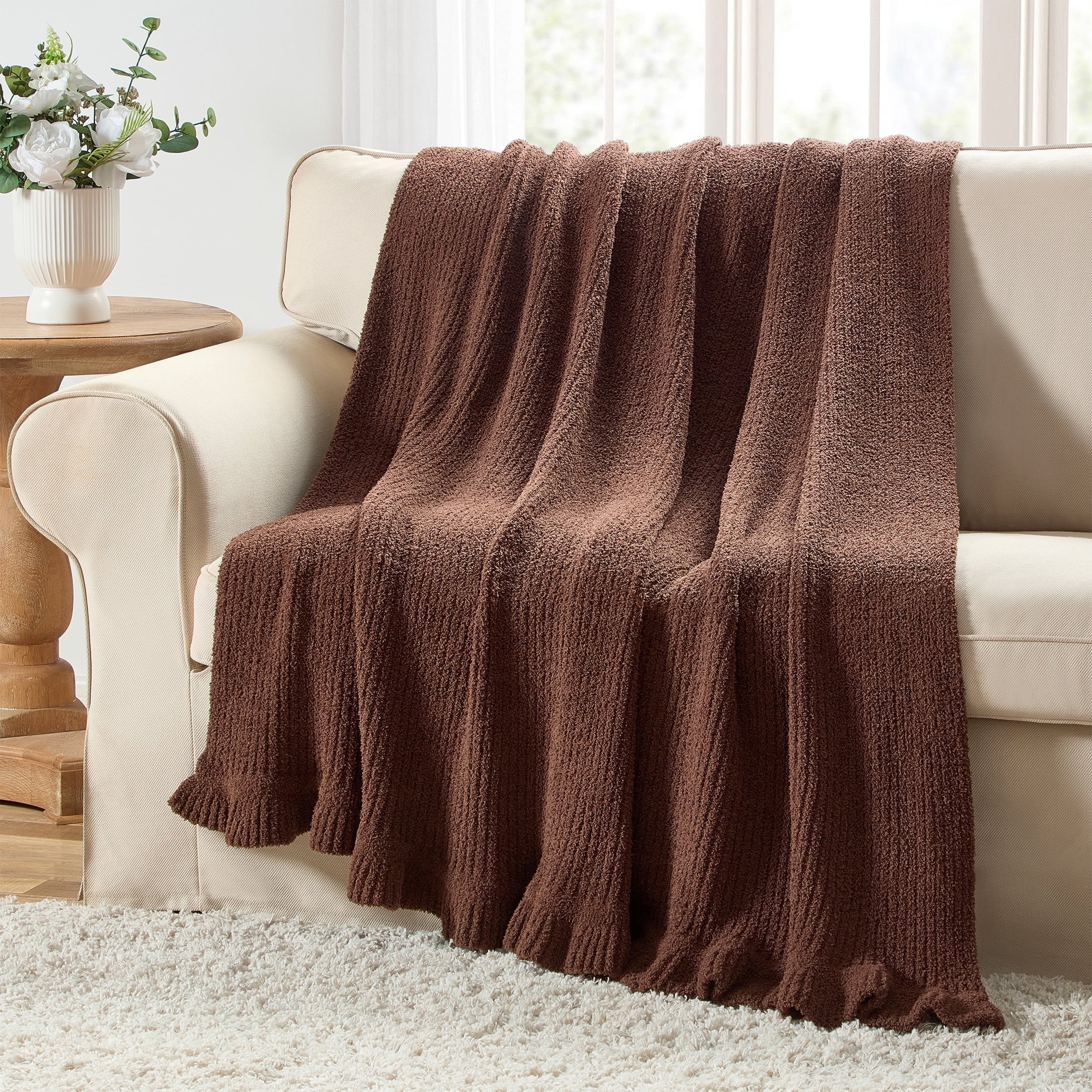 My Texas House Brown 60" x 70" Rib Knit Ruffle Throw Blanket | Walmart (US)