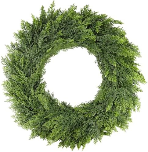 22 Inch Cedar Christmas Wreath - Christmas Wreaths for Front Door, Real Touch Artificial Green Fa... | Amazon (US)