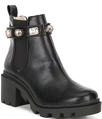 Steve Madden Amulet Jewel Embellished Lug Sole Block Heel Combat Booties - 11M | Dillards