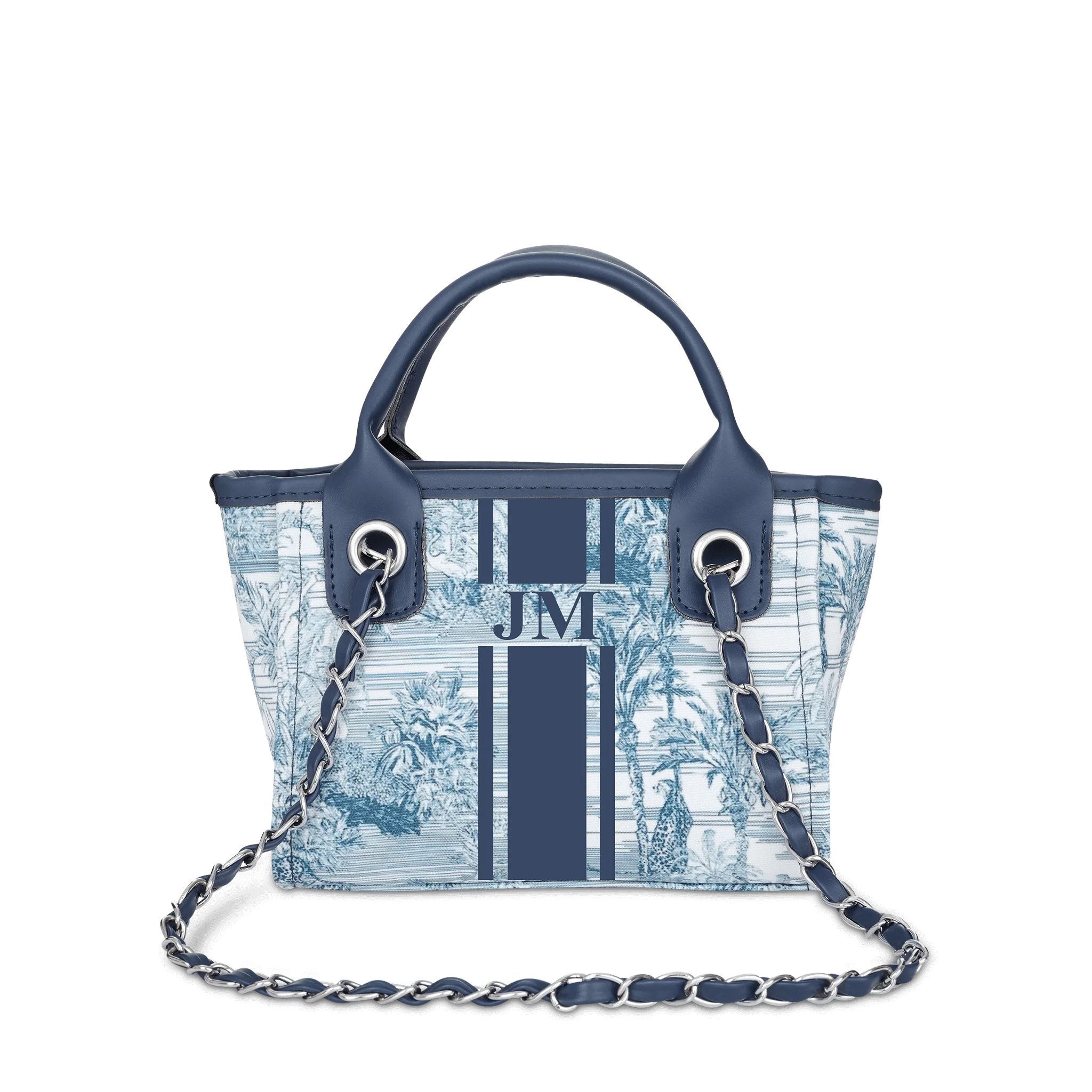 Lily and Bean Mini Blue Tropical Stripe Bag Navy | Lily and Bean