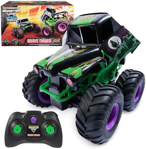 Monster Jam, Official Smash & Bash Grave Digger Remote Control Indoor & Outdoor Vehicle, 1:15 Sca... | Amazon (US)
