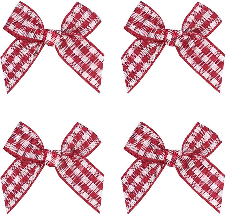 VIVIQUEN Gingham Craft Ribbon Bows Mini Checkered Ribbon Flowers Appliques for Sewing, Gift, DIY ... | Amazon (US)