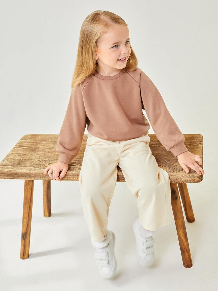 SHEIN BASICS Toddler Girls Raglan Sleeve Pullover | SHEIN
