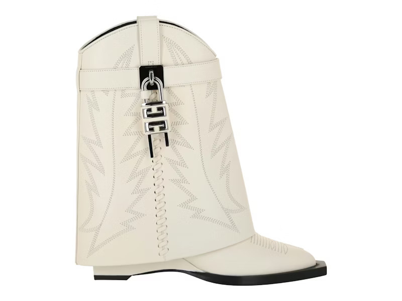 Givenchy Shark Lock Cowboy Ankle Western Boots (Women's) Sneakers in Ivory | StockX