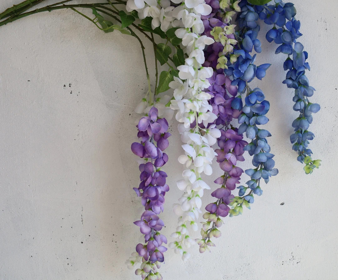 39" Artificial Wisteria Hanging Flowers , Faux Wisteria Stem in Purple/blue/white, Wedding/home C... | Etsy (US)